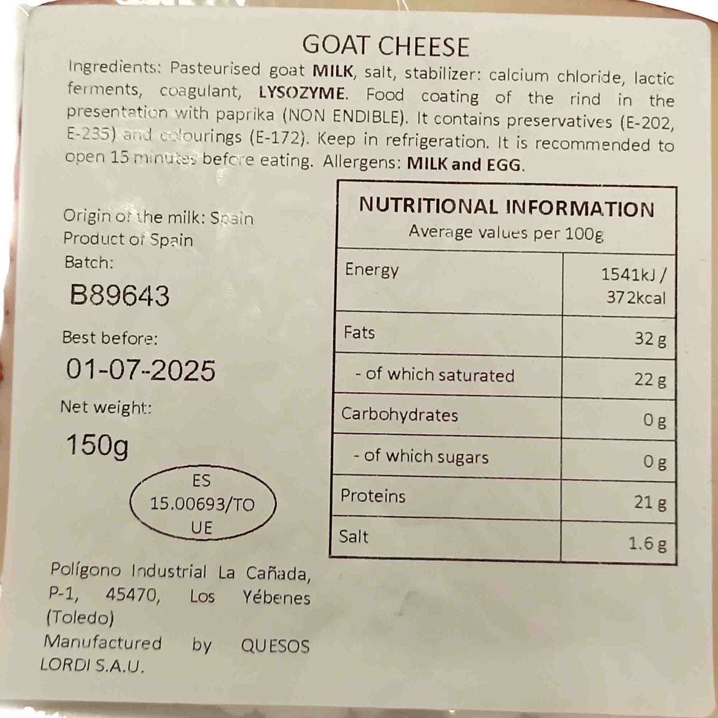 Goat's Cheese cured in Paprika and Olive Oil, 150g