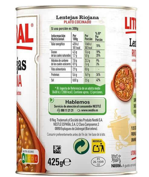 Lentils, lenteja Riojana LITORAL, 425g