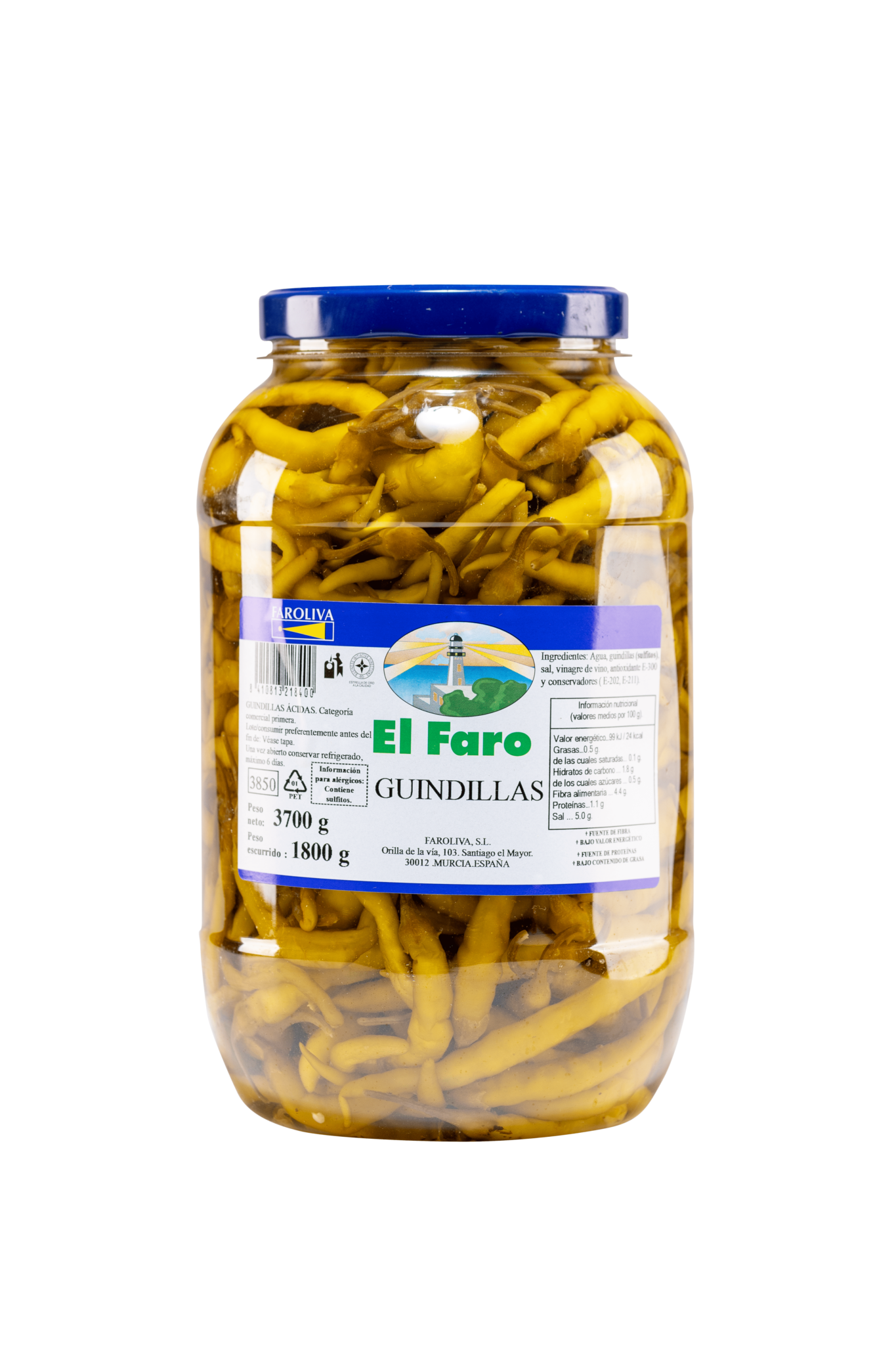 Pickled Guindilla, Green Basque Chilli peppers, 1800g