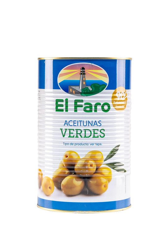 Stone-in Green Manzanilla Olives Anchovy flavour, 4.35Kg Catering Size Tin